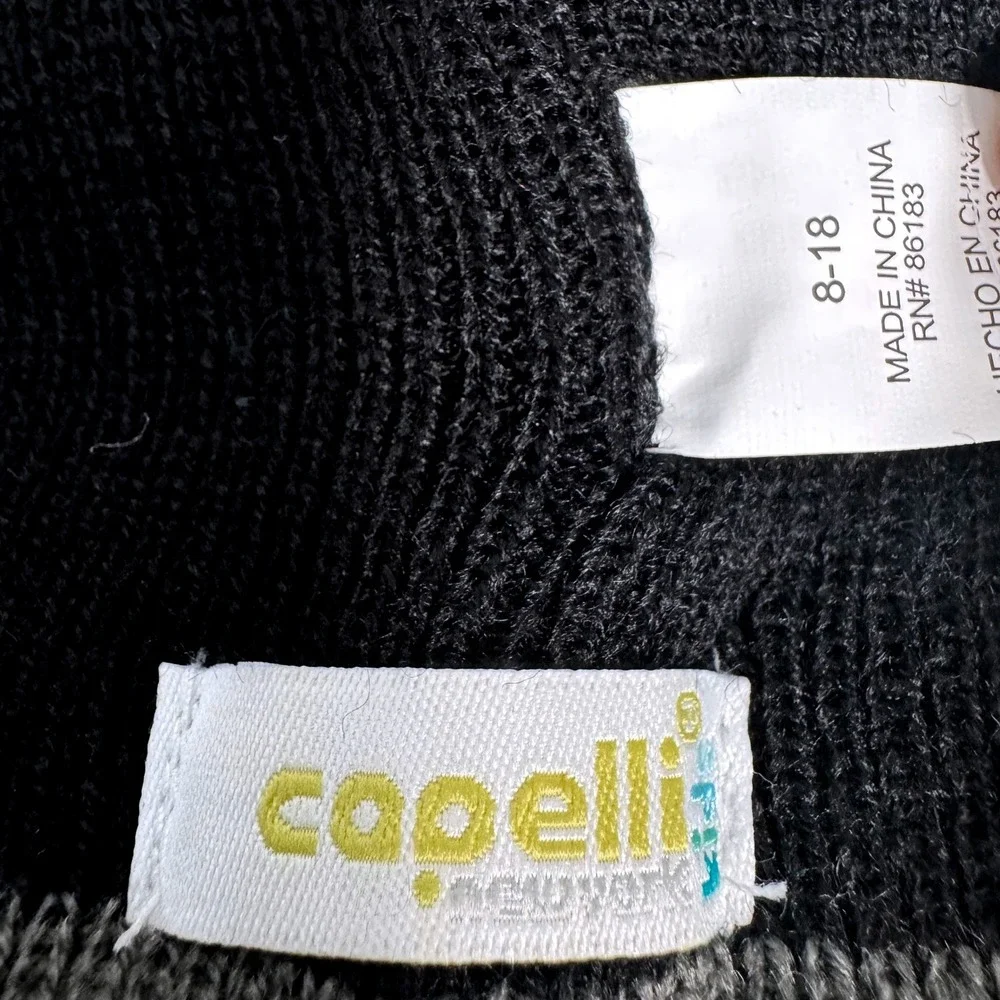 Capelli New‎ York Kids Striped Beanie Hat Skull Crossbones Black Gray One Size